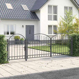 Garden Fence Gate with Arched Top Grey 4 x 1.25 m Steel 42008954