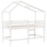 Loft Bed with Ladder and Roof without Mattress White 90x190 cm Single 3282075