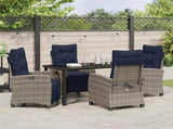 Garden Dining Set with Cushion 5 pcs Grey Poly Rattan 3380472
