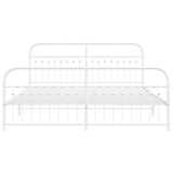 Metal Bed Frame without Mattress with Footboard White 183x203cm 376671