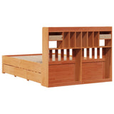 Bookcase Bed without Mattress Wax Brown 150x200 cm King Size Solid Wood Pine 3308959