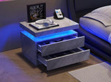 Nightstand LED Bedside Table Cabinet Lights Modern End Side with 2 Drawers for Bedroom T3272P287612