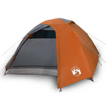 ZNTS Camping Tent Dome 4-Person Grey and Orange Waterproof 94337