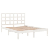 Bed Frame without Mattress White 200x200 cm Solid Wood 3105491