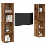 TV Cabinet Set 4 pcs Old Wood 37 x 37 x 72 cm Engineered Wood 3393561