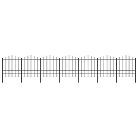 ZNTS Garden Fence with Spear Top Steel x11.9 m Black 277754