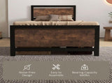 Single Size Metal Bed Frame with Headboard & Footboard, Strong Slat Support Solid Bedstead Base w/ T3398P344674
