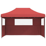 Foldable Party Tent Pop-Up with 3 Sidewalls Burgundy 4004971