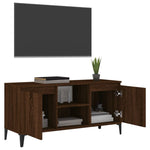 TV Cabinet with Metal Legs Brown Oak 103.5x35x50 cm 813163