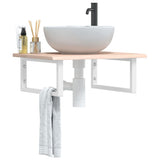 Basin Shelf Wall Mounted Steel and Solid Wood Oak 3302592