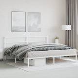 Metal Bed Frame without Mattress with Headboard White 193x203cm 355420