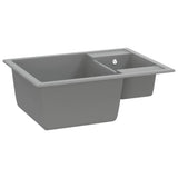Kitchen Sink with Overflow Hole Double Basins Grey Granite 147086
