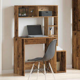 Desk with Shelves Old Wood 100x45x140 cm Engineered Wood 860443