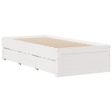 Bed Frame without Mattress with Drawers White 90x200 cm Solid Wood Pine 3308814