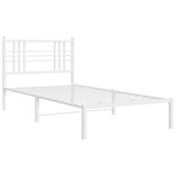 Metal Bed Frame without Mattress with Headboard White 100x190cm 376367