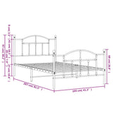 Metal Bed Frame without Mattress with Footboard White 100x200cm 353501