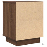 ZNTS Bedside Cabinet with LED Lights Brown Oak 38x34x50 cm 861295