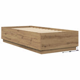 Bed Frame with LED Artisian Oak 80 x 200 cm Engineered Wood 3429572