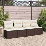 2 Piece Garden Sofa Set with Cushions Brown Poly Rattan Acacia 3325239