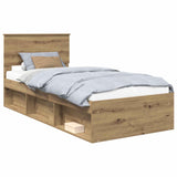 Bed Frame Artisian Oak 90 x 200 cm Solid Pine Wood 3410653