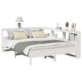 Bookcase Bed without Mattress White 150x200 cm King Size Solid Wood Pine 3324419