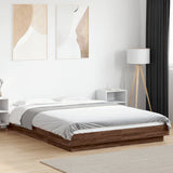 Bed Frame with LED Lights without Mattress Brown Oak 120x190cm 3281146