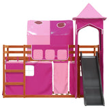 Bunk Bed without Mattress with Slide and Curtains Pink 90x200 cm 3284169