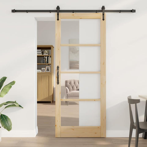 Sliding Door Manual ORKDAL Brown 86 x 211 cm Wood and metal 3332481