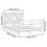 Bed Frame without Mattress with Headboard 140x200 cm Solid Wood 3281576