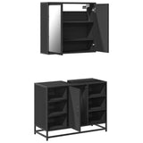 2 Piece Bathroom Furniture Set Black Engineered Wood 3300910