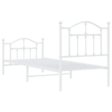 Metal Bed Frame without Mattress with Footboard White 90x200cm 353499