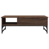 Coffee Table Brown Oak 100x50x35 cm Engineered Wood and Metal 845395