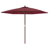 Garden Parasol with Wooden Pole Bordeaux Red 299x240 cm 363171