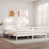 Bed Frame without Mattress White 200x200 cm Solid Wood 3195112