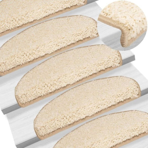 Stair Mats 15 pcs 65x21x4 cm Cream Half Round Large 133904