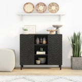 Side Cabinet Black Solid mango wood, engineered wood, iron 356847