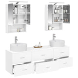 Bathroom Furniture Set 5 pcs White Engineered Wood and Glass 3406879