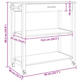 Kitchen Trolley MONZA Black 84 x 40 x 88.5 cm Solid Pine Wood 42027039