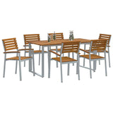 Garden Dining Set 7 pcs Grey and brown Solid acacia wood 3284346