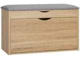 Shoe Bench with Cushion for 4 Pair of Shoes, Storage Bench with Padded Seat, Flip-up Cabinet and T3398P344398