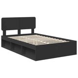 Bed Frame with Headboard Black 120 x 190 cm Solid Pine Wood 3412106