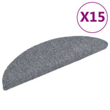 Stair Mats Self-adhesive 15 pcs 56x17x3 cm Light Grey Half Round 132693