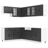 11 Piece Kitchen Cabinet Set "Lucca" Black Engineered Wood 3314892