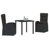 Garden Dining Set with Cushion 3 pcs Black Poly Rattan 3379520