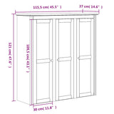 Highborad "BODO" White and Brown 115.5x43x200.5cm Solid Wood Pine 3206452