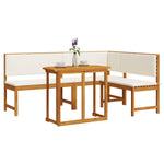 ZNTS Corner Sofa Set Set of 3 Brown Solid Acacia wood Foldable 3329107