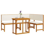 ZNTS Corner Sofa Set Set of 3 Brown Solid Acacia wood Foldable 3329107