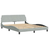 Bed Frame "Dover" Light Grey 152x203 cm Velvet 373291