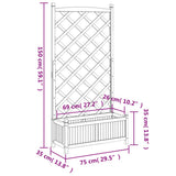 Planter with Trellis Grey Solid Wood Fir 365489