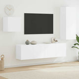 4 Piece TV Wall Units White Engineered Wood 3216428